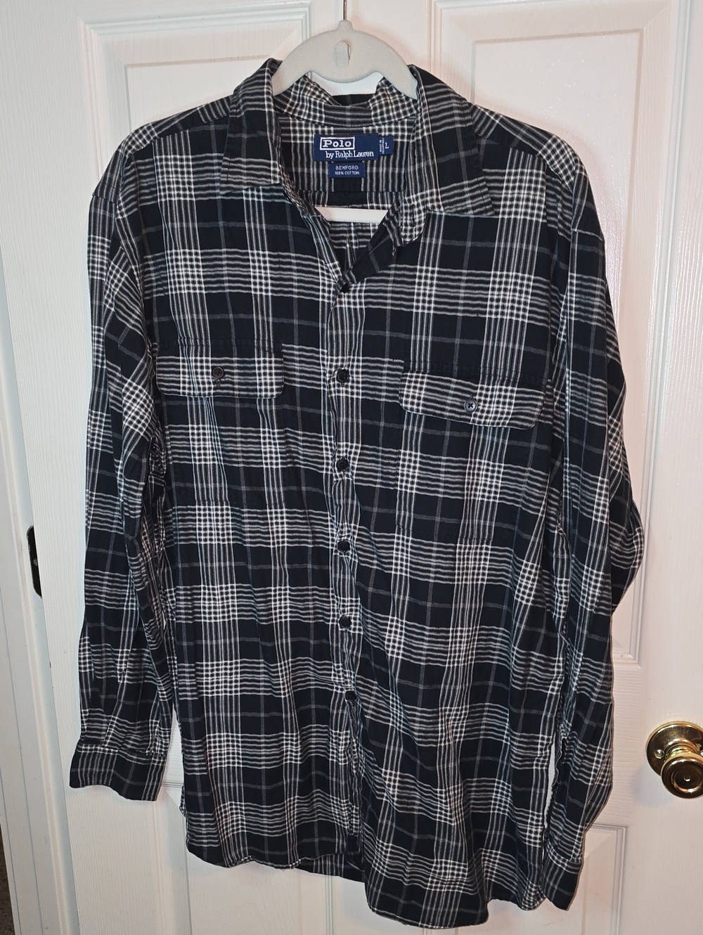 Polo by Ralph Lauren Black and White Plaid Casual Button-Down Shirt
